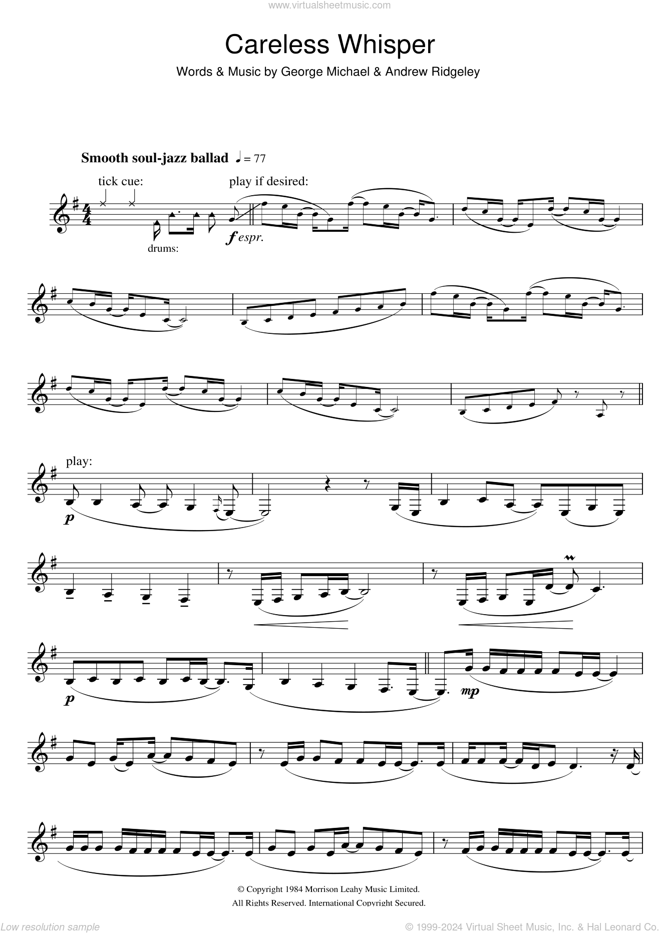 Careless Whisper Sheet Music For Clarinet Solo Pdf