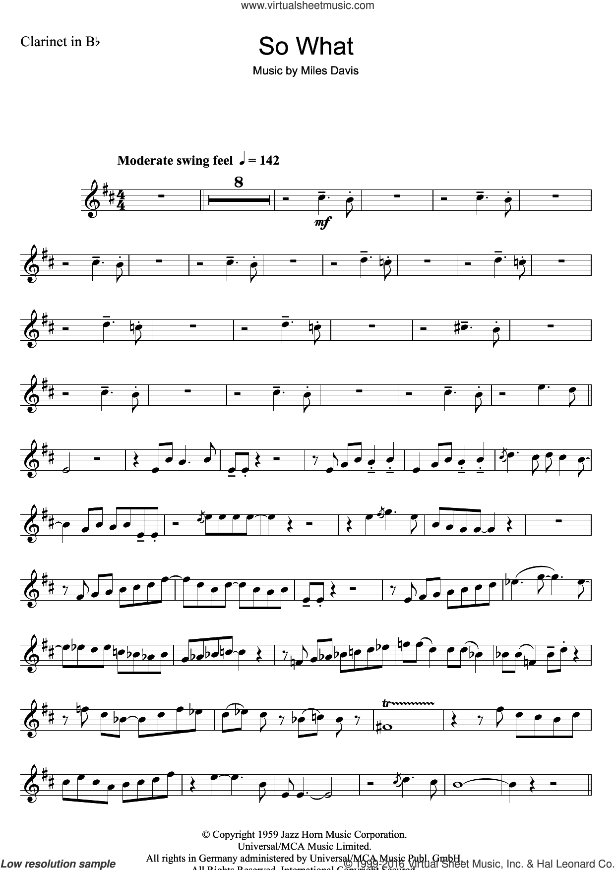 Davis So What Sheet Music For Clarinet Solo Pdf